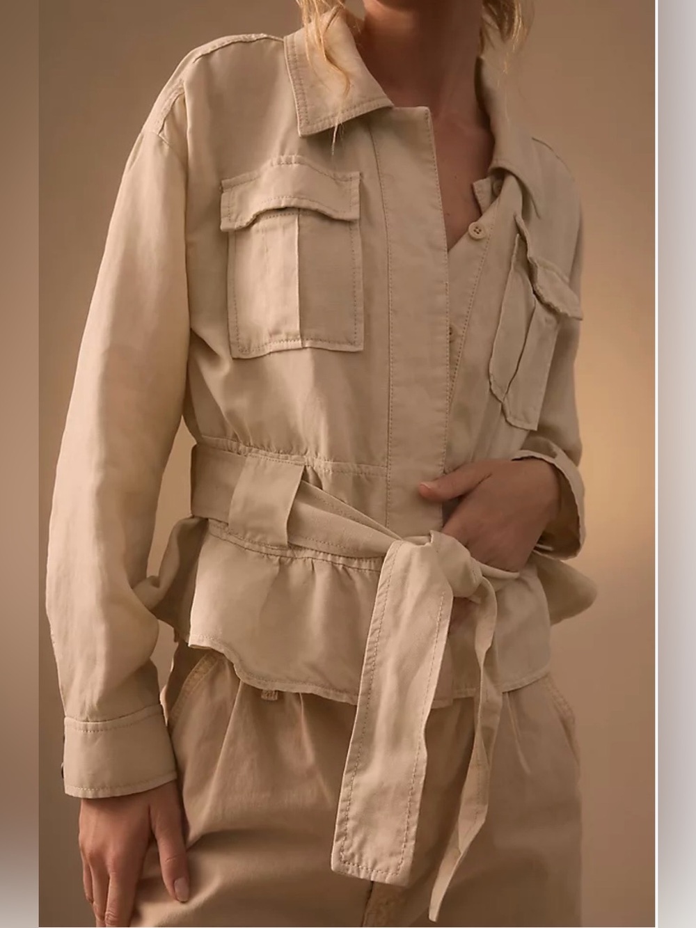 Marrakech Kinslee Utility Jacket for Anthropologie, Size L, CREAM Color, NWT